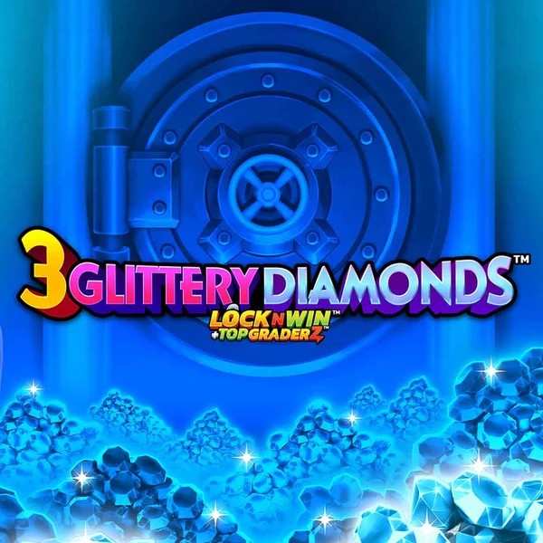 Official Slots logo: 3 Glittery Diamonds by PearFiction Studios at VipLuck Casino