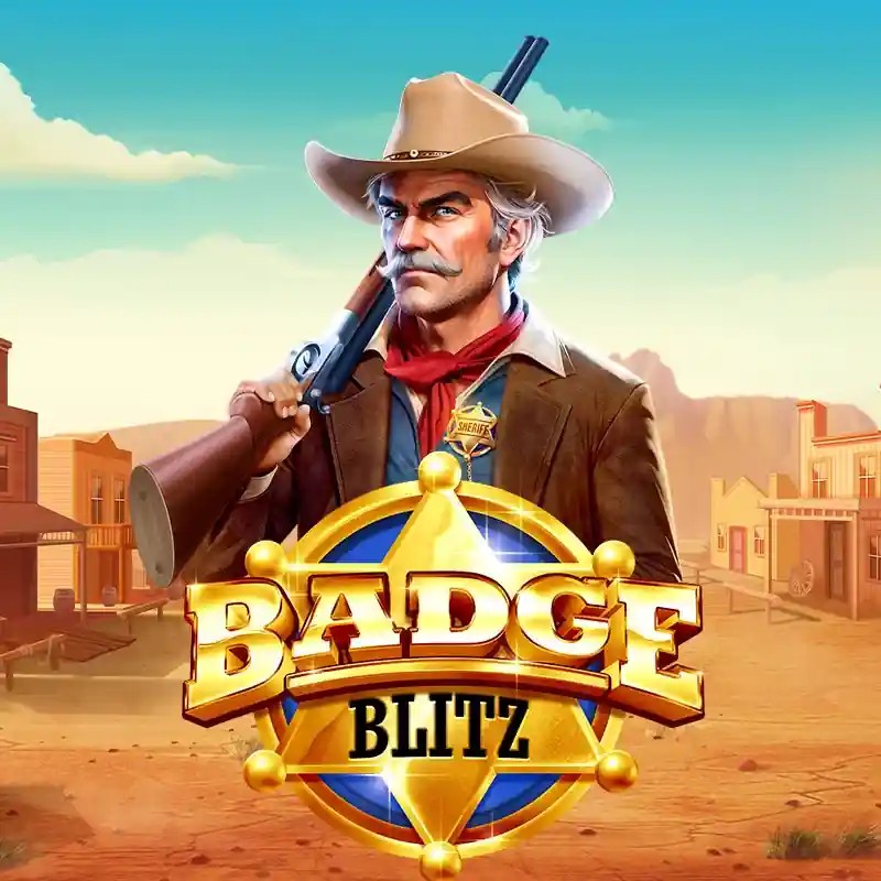Badge Blitz slot logo by Pragmatic Play at VipLuck Casino
