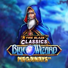 Fire Blaze Blue Wizard Megaways slot logo by Rarestone Gaming at VipLuck CasinoFire Blaze Blue Wizard Megaways